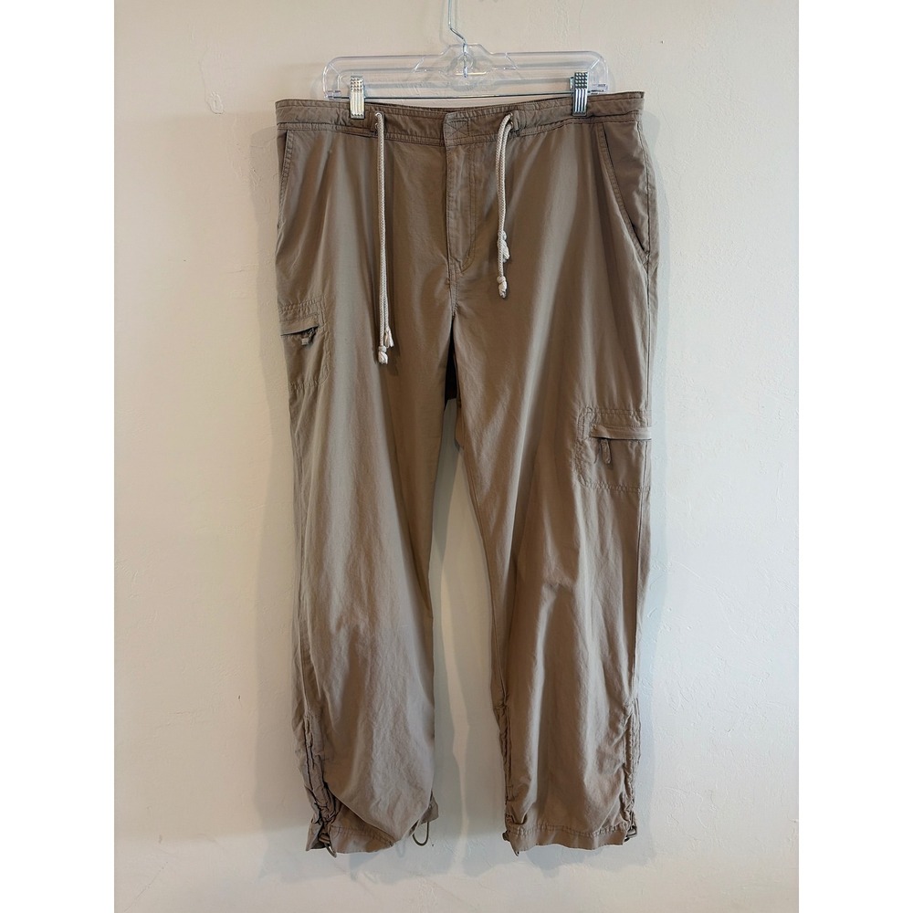 Venezia Women Tan Khaki Cargo Pants Size 16 Drawstring Cinch Ankle Utility Pants